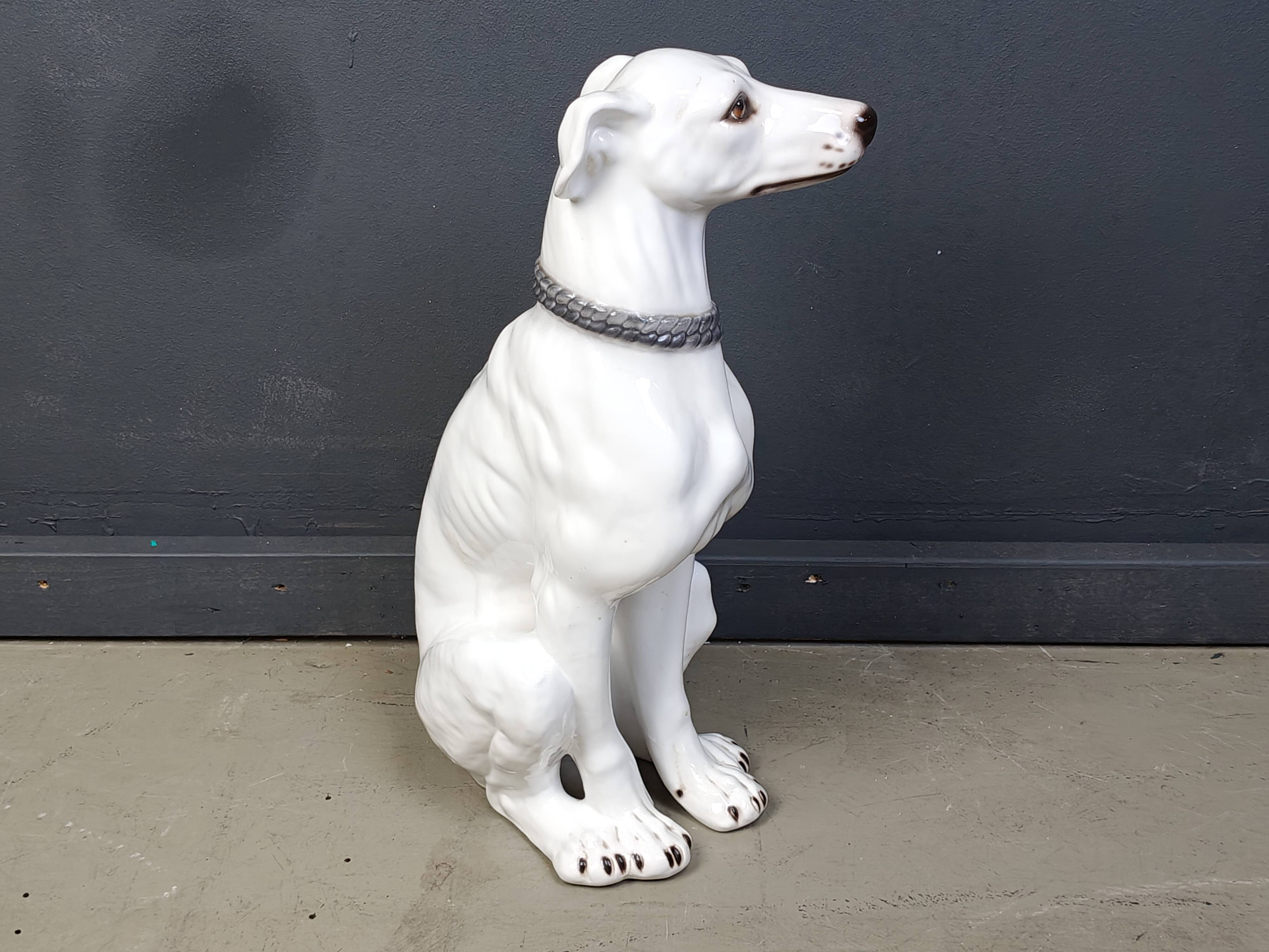 Sculpture de lévrier en céramique vintage, années 1960 - Italie
