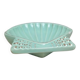 Vintage shell B. Letalle Saint-Clément celadon green with pearl decoration