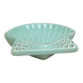 Vintage shell B. Letalle Saint-Clément celadon green with pearl decoration