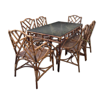 Rattan and bamboo dining room