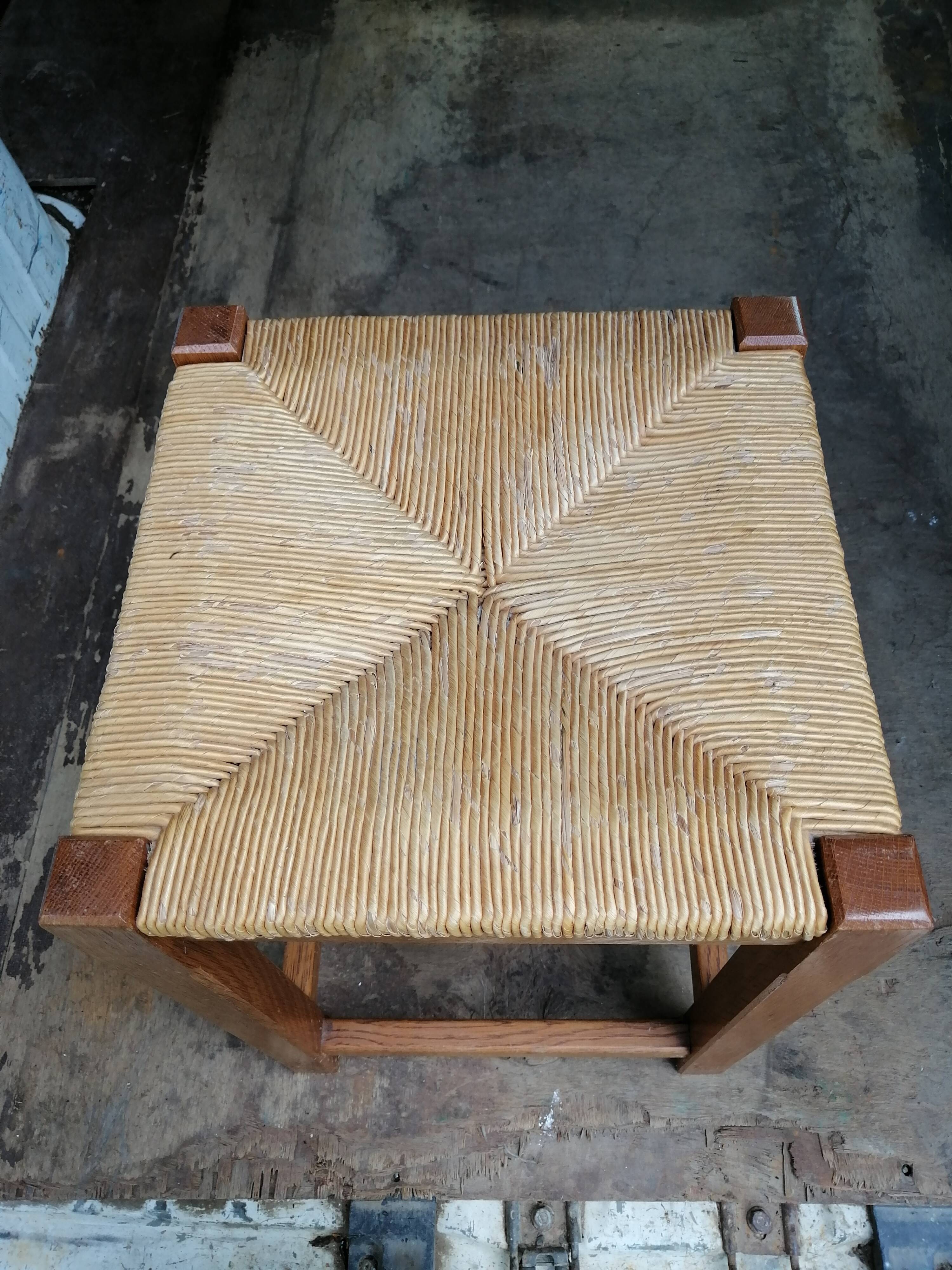 Wooden and straw stool