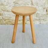 Tripod stool in light wood, 60s