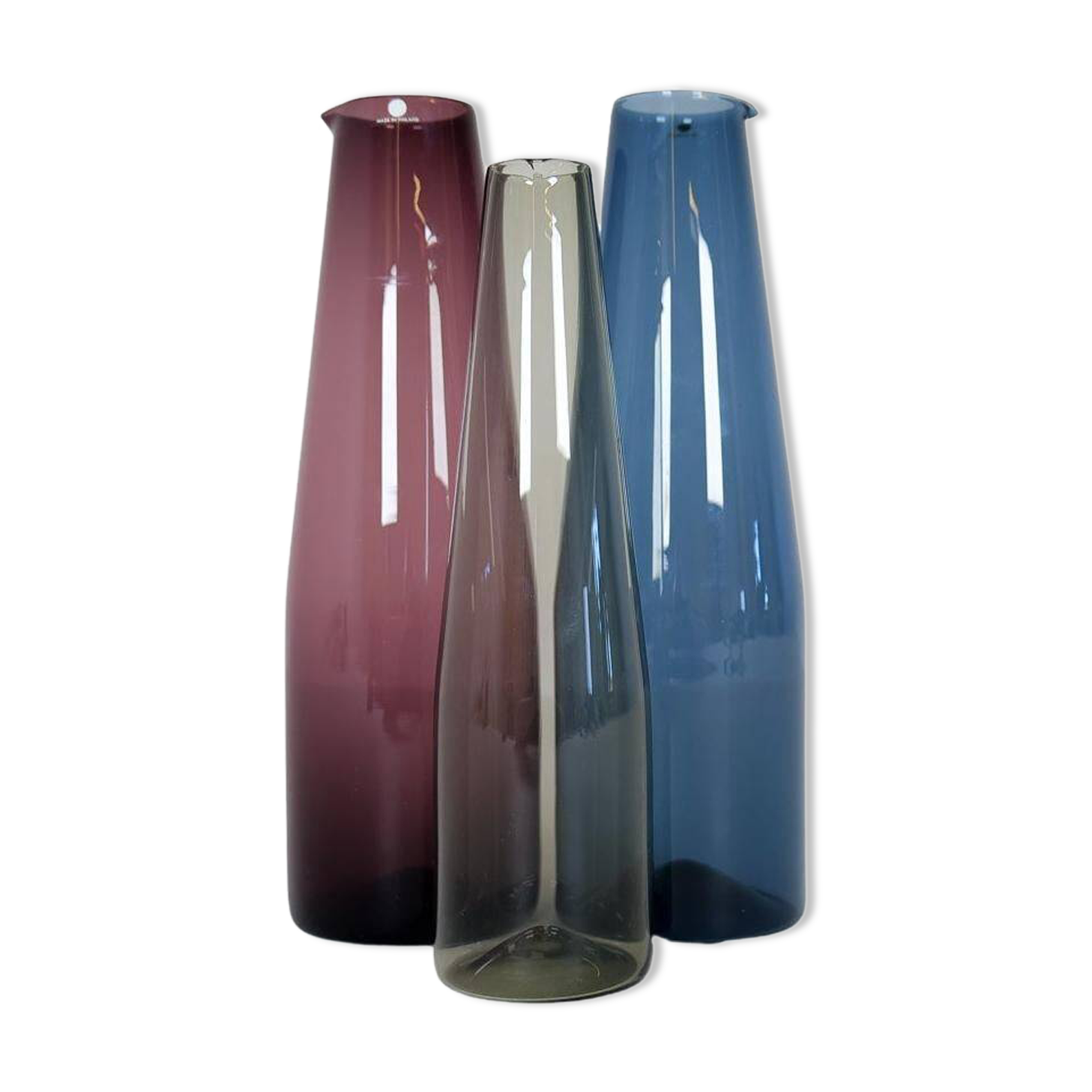 Midcentury Collection of 3 Bird Carafes by Iittala, Timo Sarpaneva, Finland, 1950s