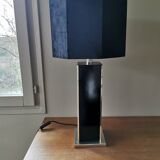 Vintage square black and brass lamp base