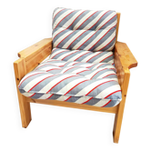 Fauteuil scandinave en pin massif 1970