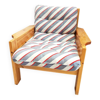 Fauteuil scandinave en pin massif 1970