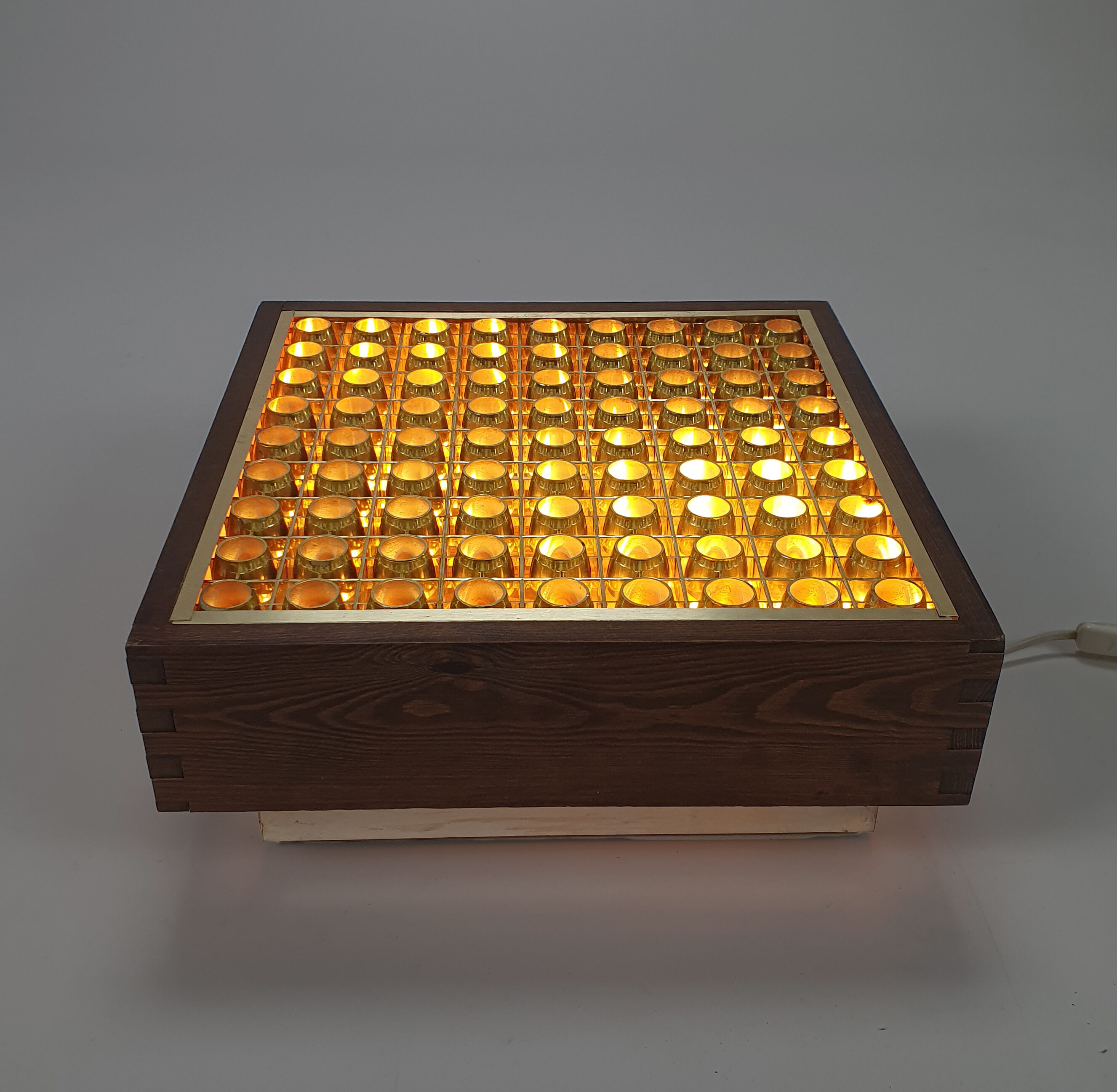 Mid century scandinavian pine and brass ceiling lamp, 1960s