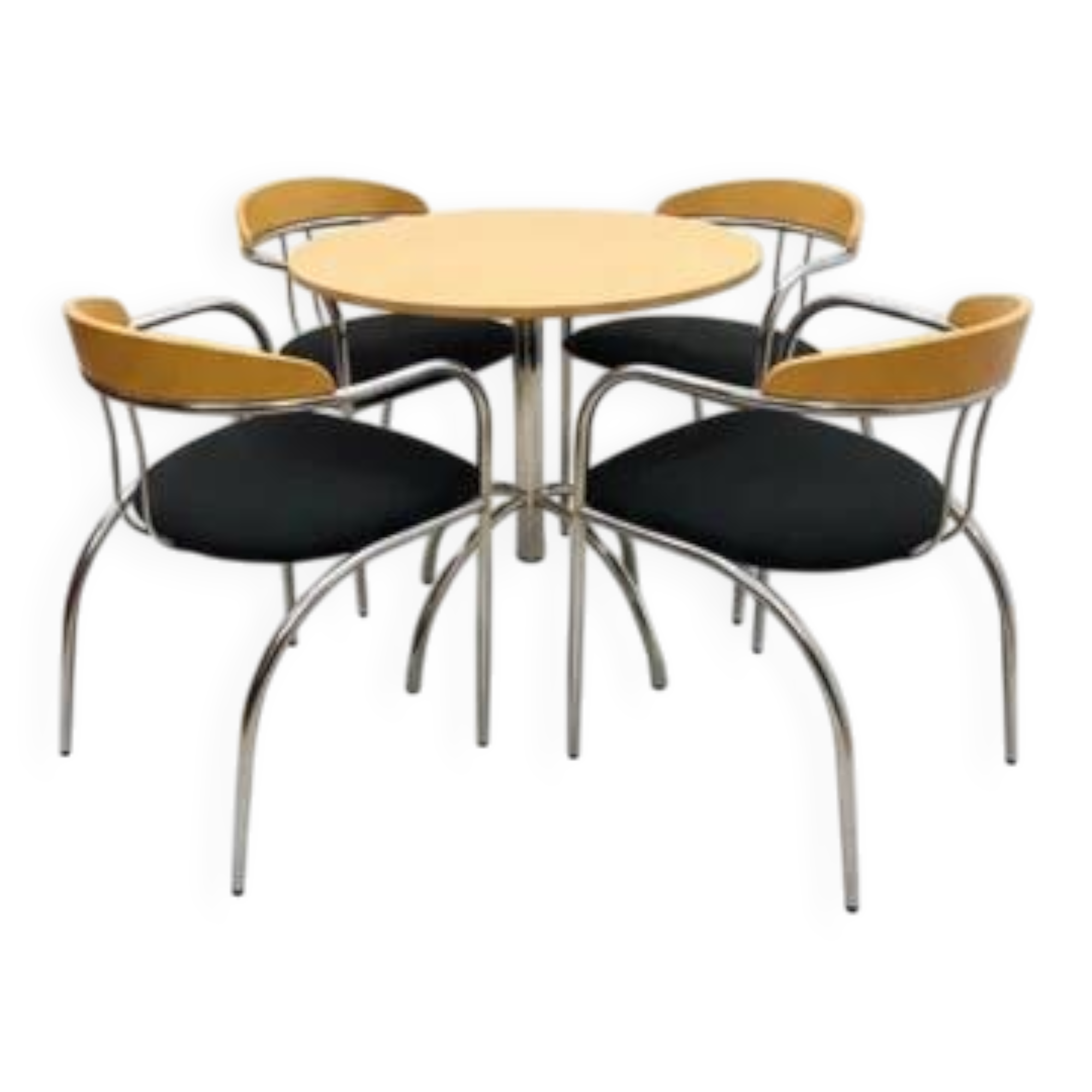Ensemble de salle à manger rétro, structure tubulaire chromée, années 1970