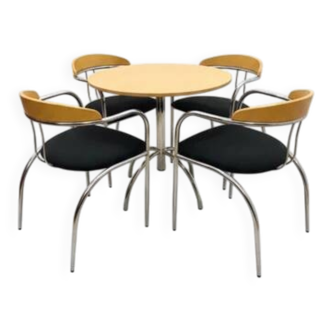 Ensemble de salle à manger rétro, structure tubulaire chromée, années 1970