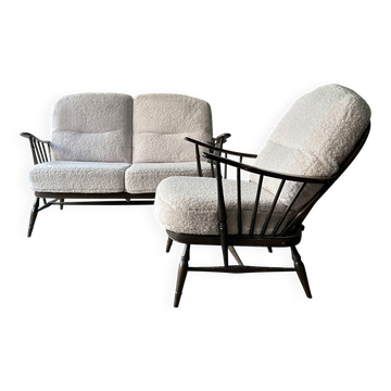 Canapé et fauteuil vintage Ercol Windsor 2 places des années 50