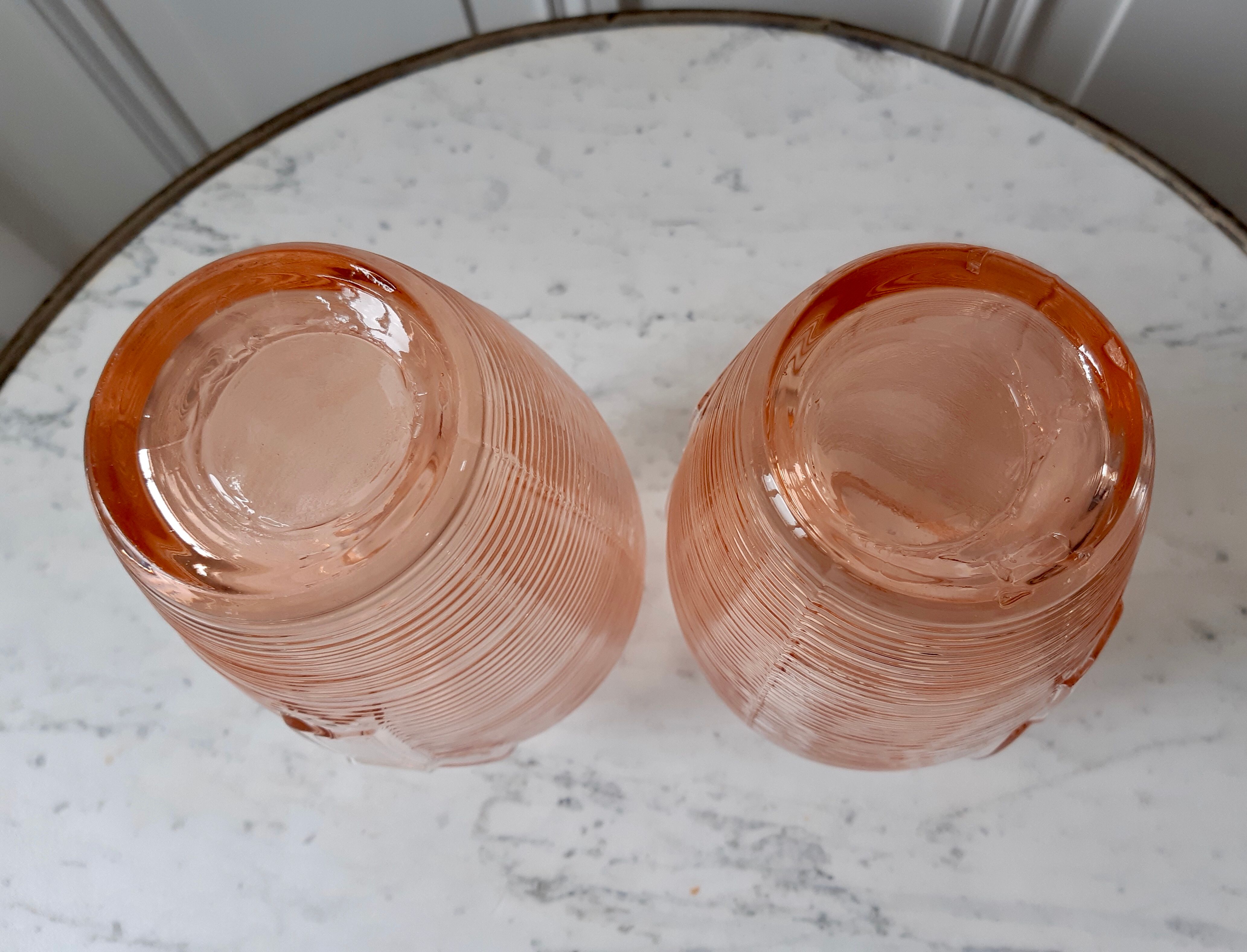 Duo of pink art deco vases