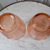 Duo of pink art deco vases