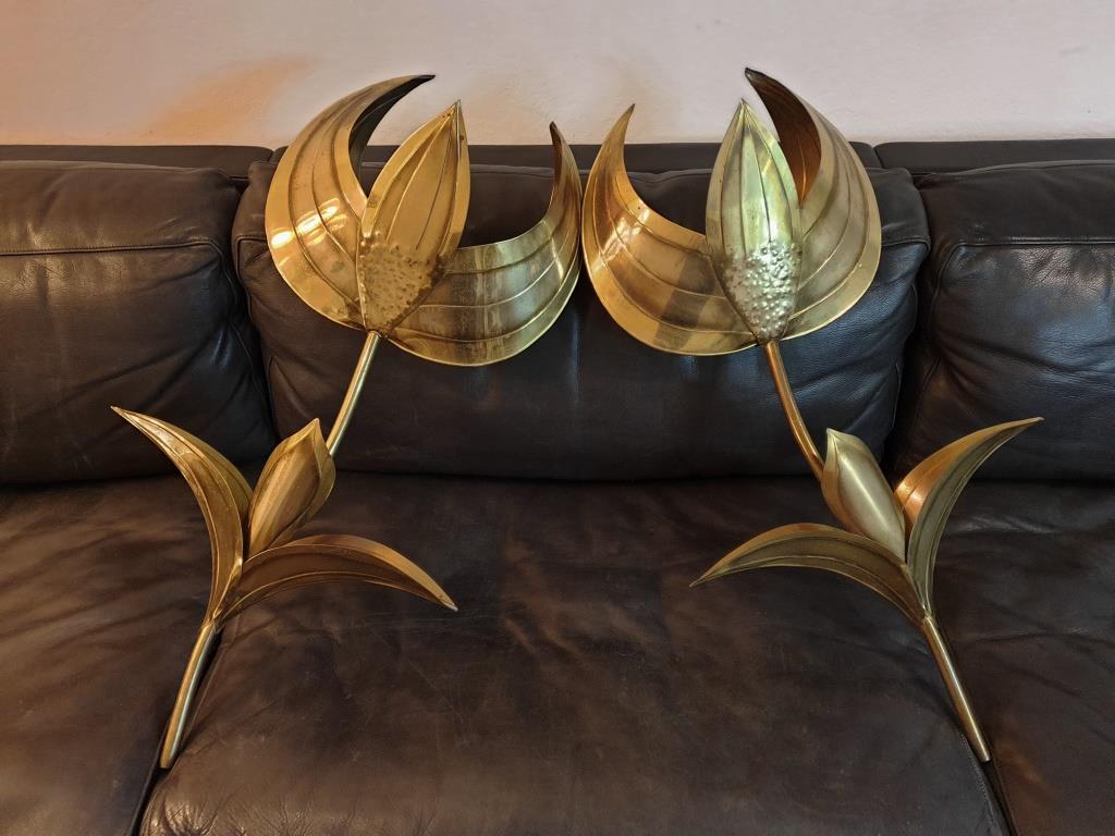 Brass flower sconces