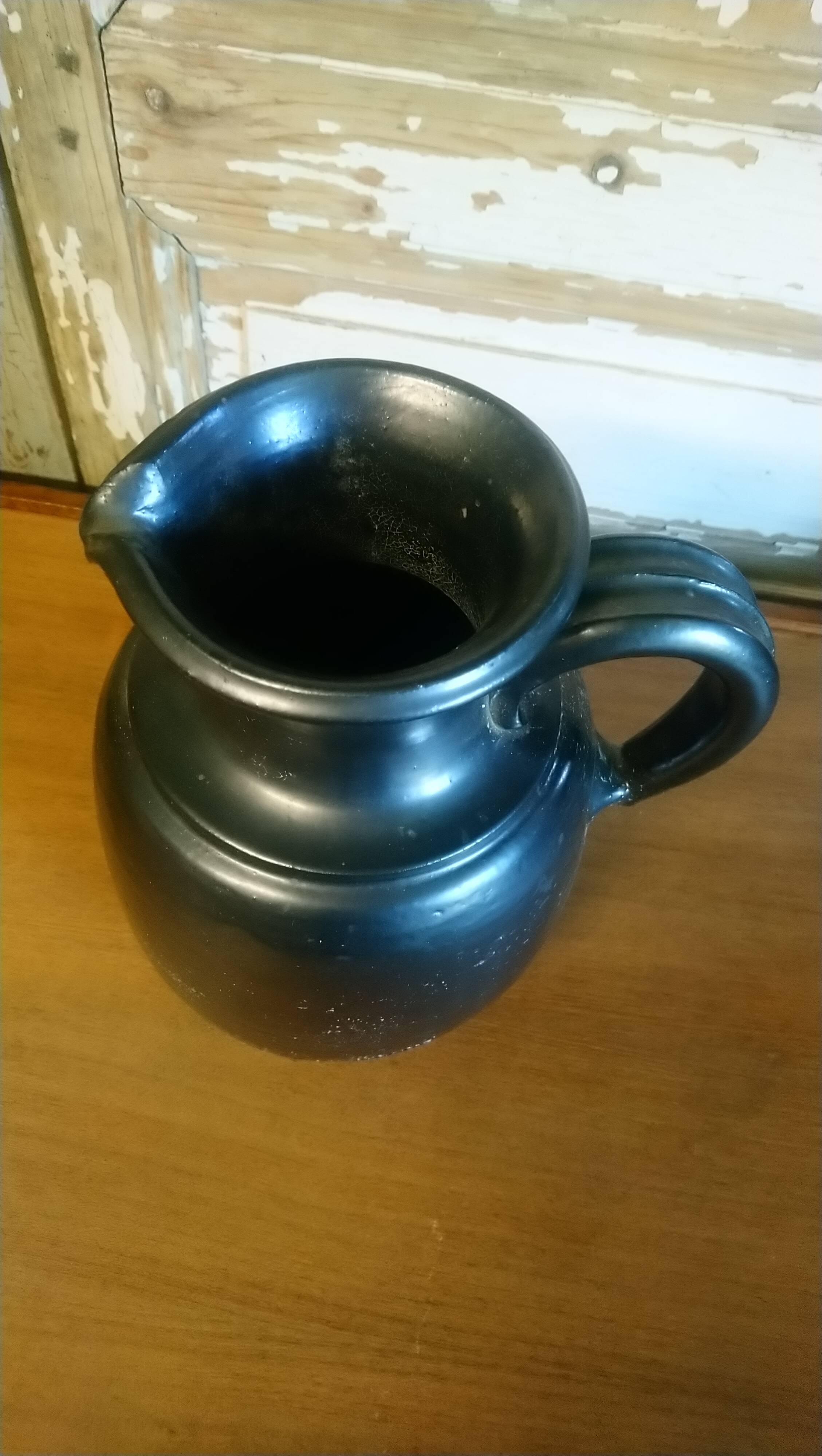 Black enameled ceramic pitcher "Jean Marais"