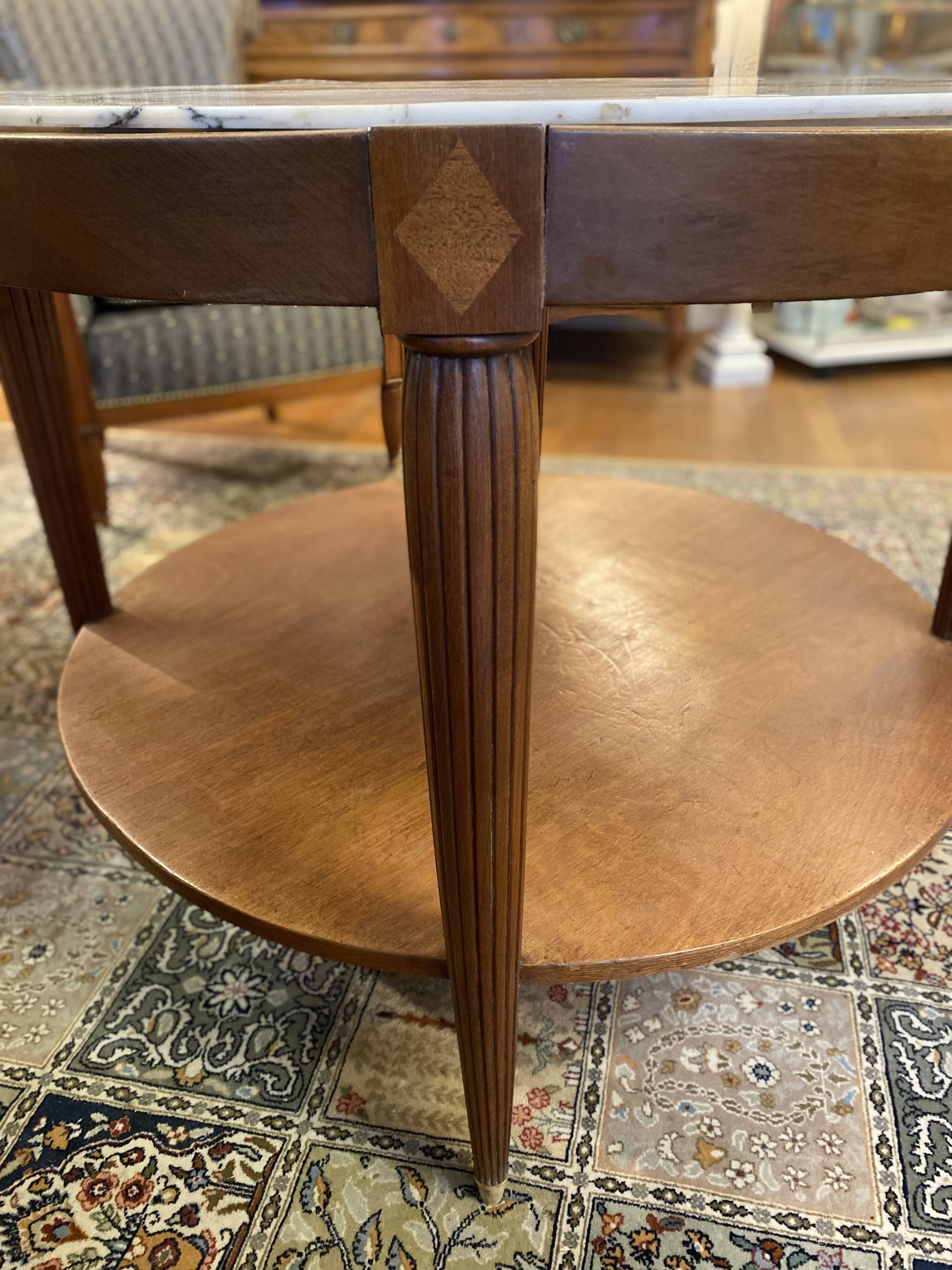 Art deco pedestal table, marble top