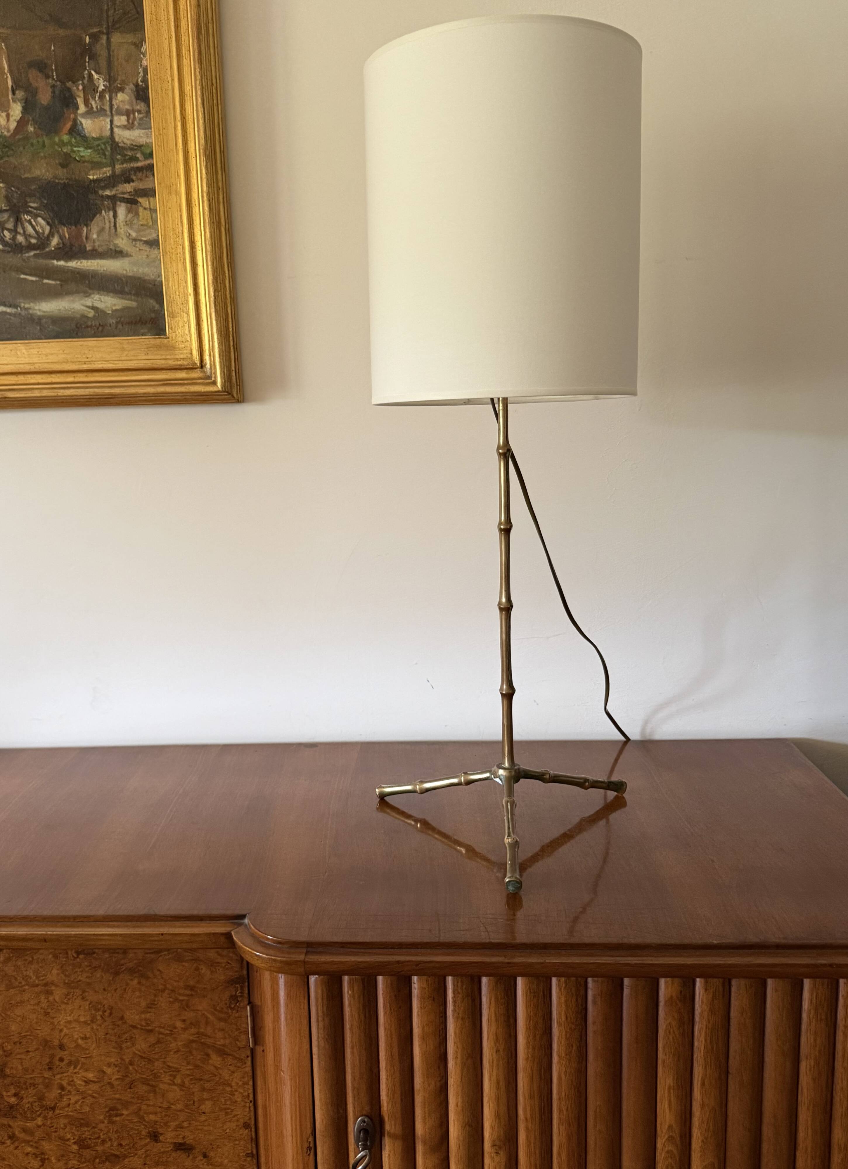 Hollywood regency bamboo shaped table lamp, Maison Jansen France 1970s