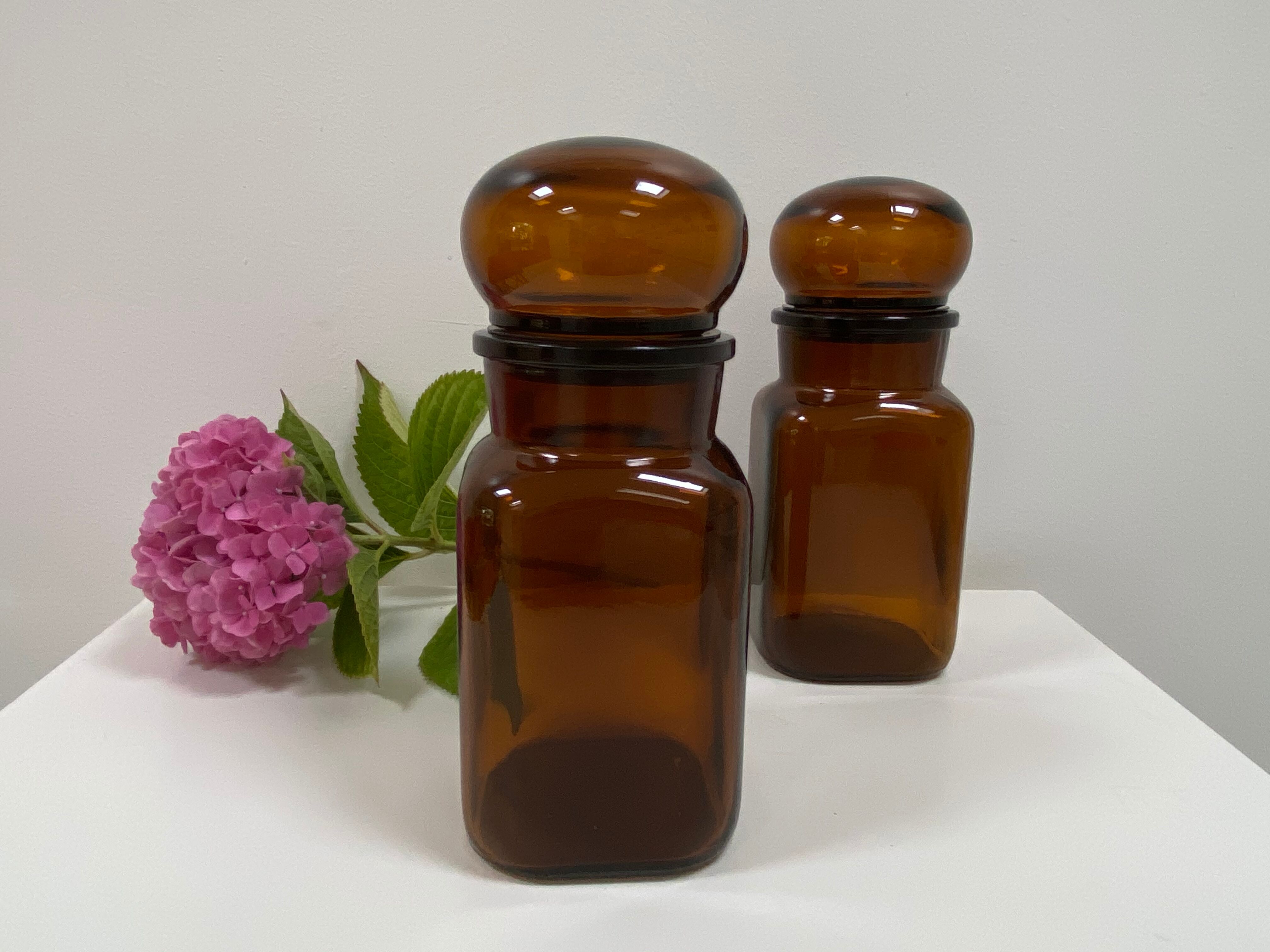 Duo of vintage pots apothecary style