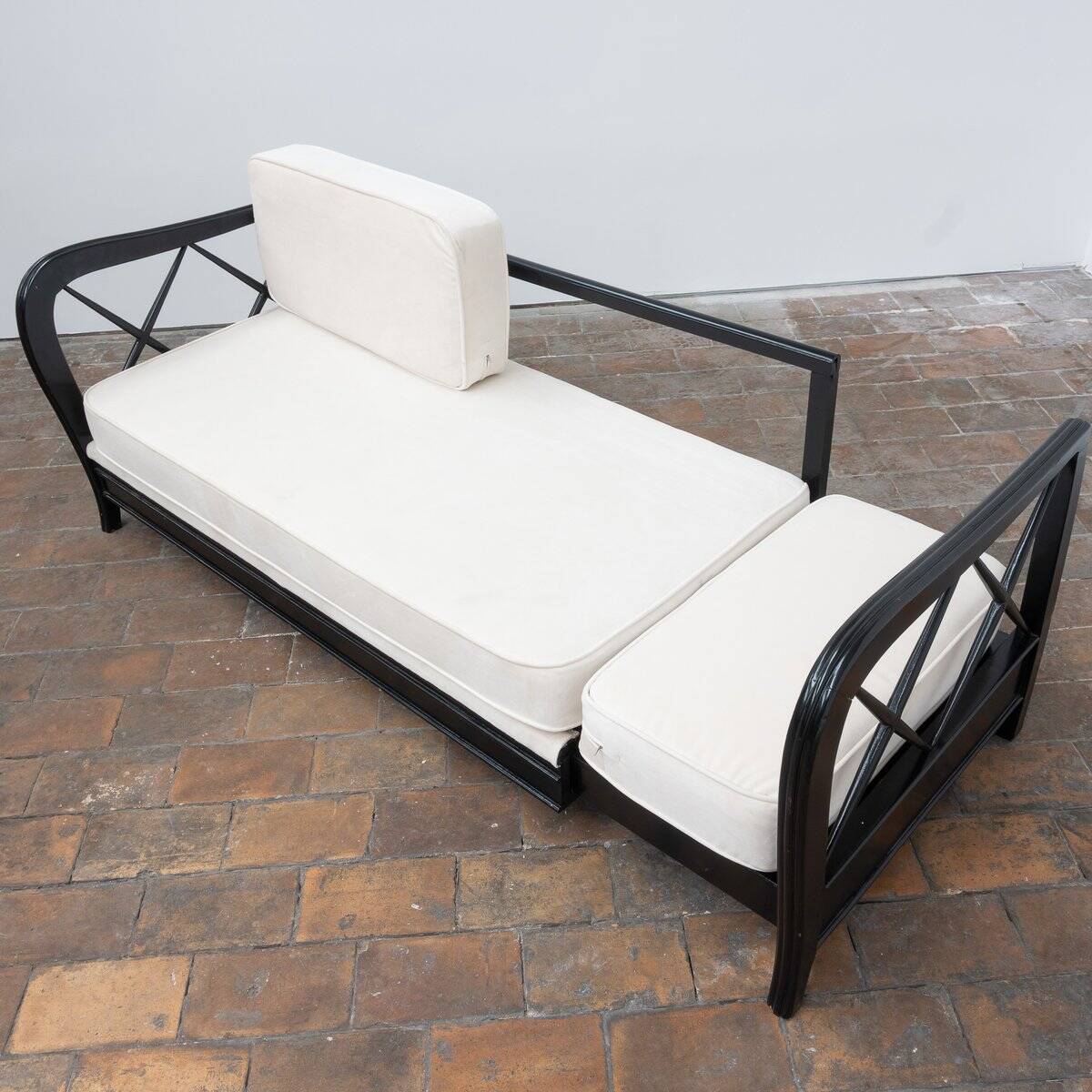 Modular Sofa in Velvet and Wood by Paolo Buffa, 1950s
