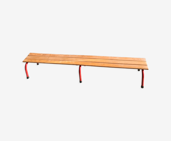 Banc d'écolier vintage piètement rouge