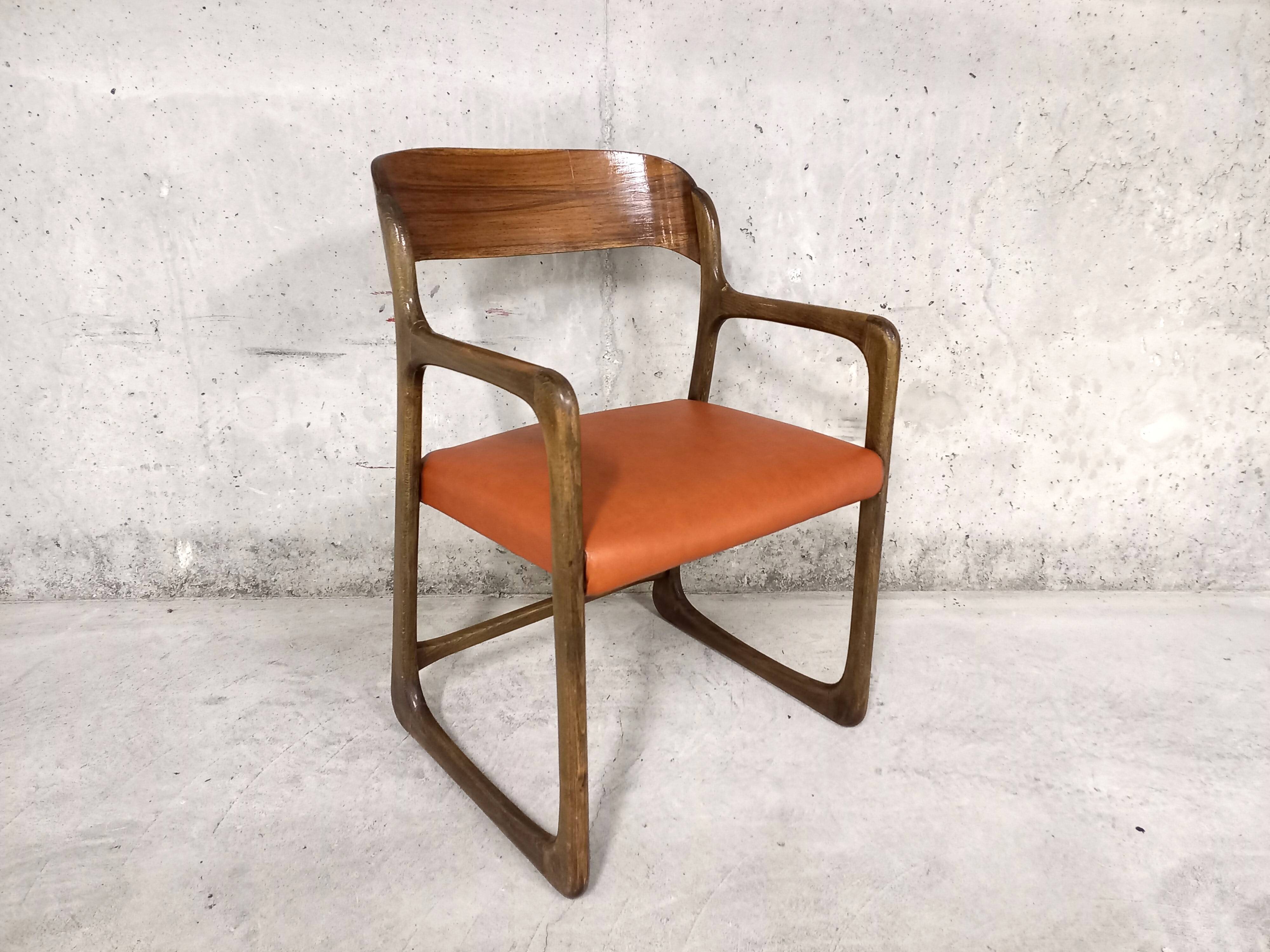 Vintage sleigh armchair brand Baumann 70s