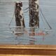 Oil painting fishing edge signed p stirrat