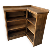 Étagère d’angle, bibliothèque vintage en bois.