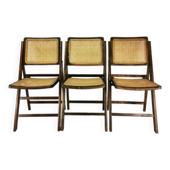 Set of folding chairs with raffia, Denmark, 1960s.