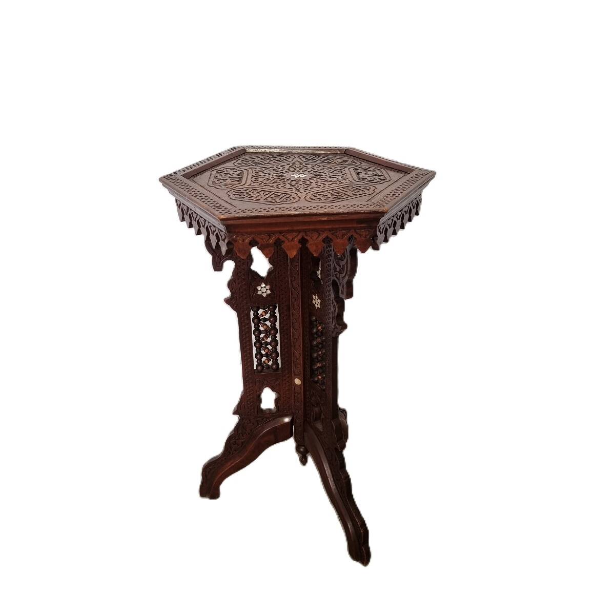 Table d'appoint syrienne antique avec nacre, début des années 1900