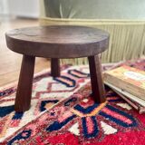 Vintage solid wood low tripod stool