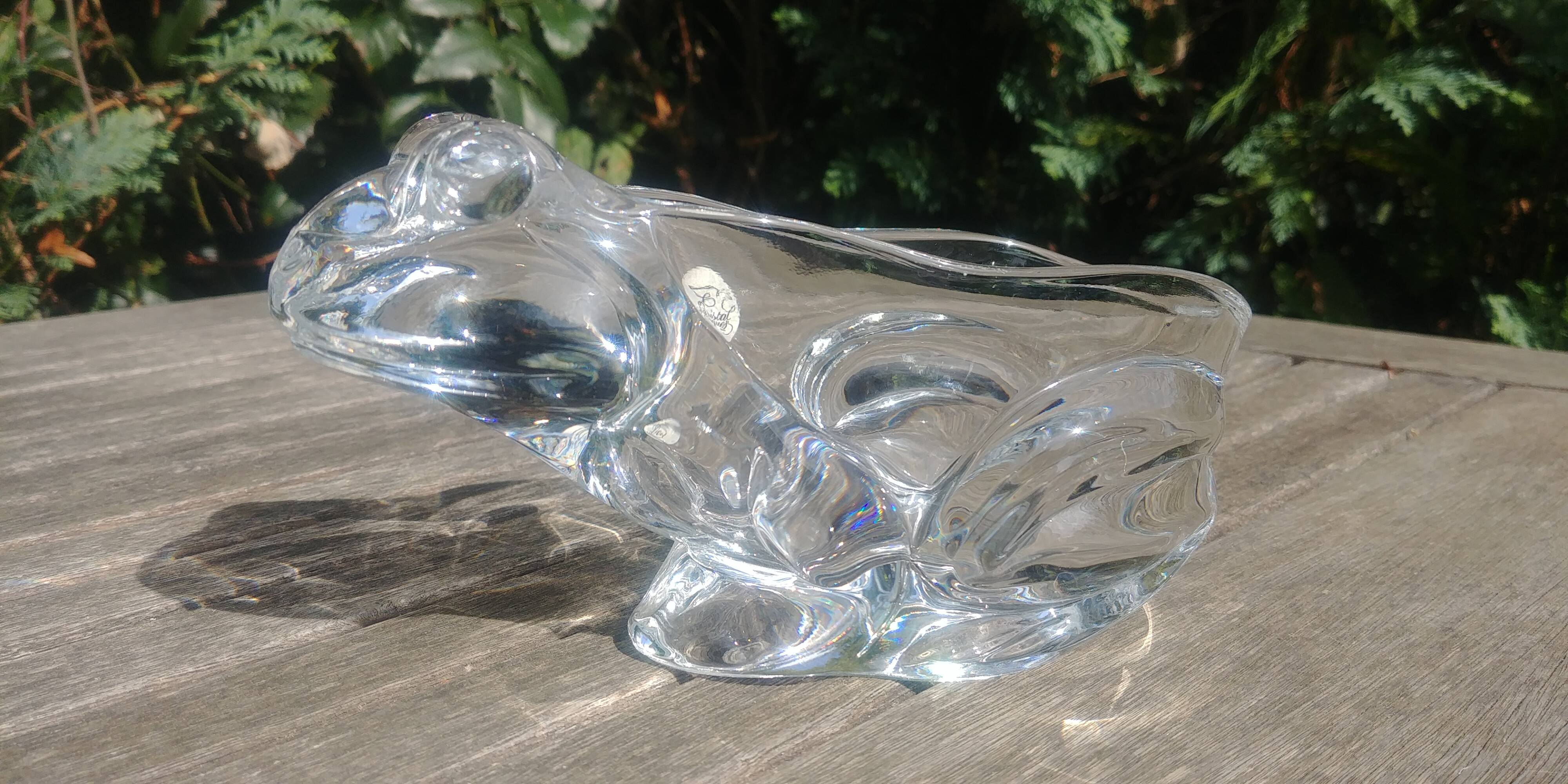 Vide poche en cristal forme grenouille/crapaud de la cristallerie d'arques made in france