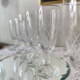 6 engraved antique champagne flutes