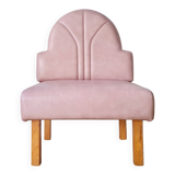 Vintage fan-back armchair – Art Deco style – Powder pink