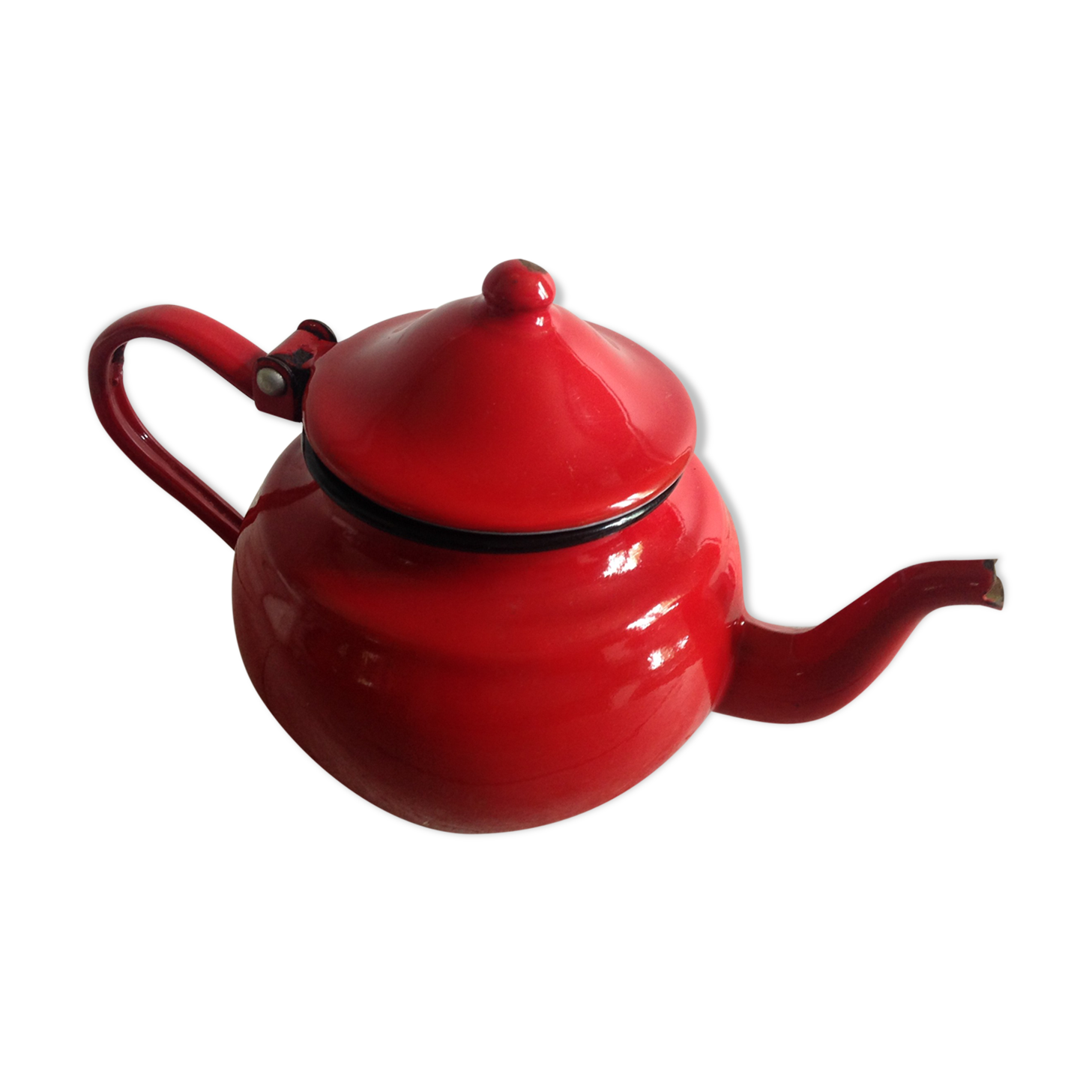 Emailed sheet metal teapot