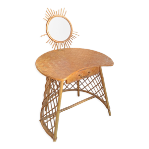 coiffeuse en osier vintage