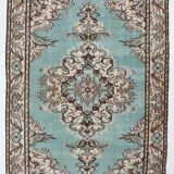 Turquoise & Brown Living Room Rug, Oushak Vintage Rug, 173x270 Cm