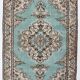 Turquoise & Brown Living Room Rug, Oushak Vintage Rug, 173x270 Cm