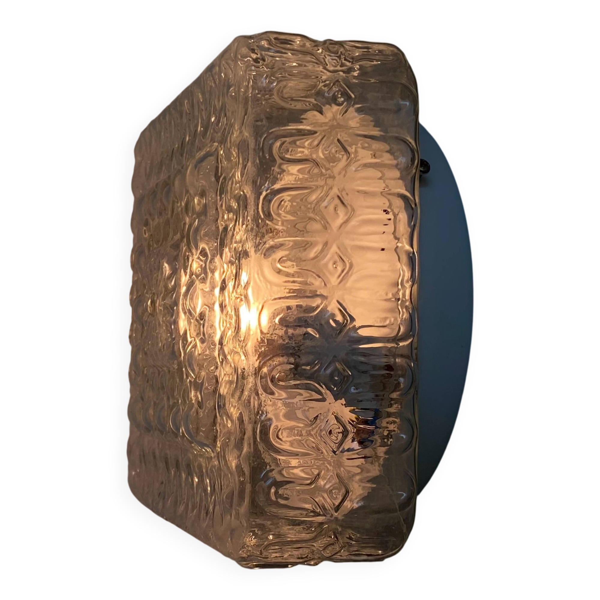 Square wall light ceiling light transparent glass gold 1970 1980 seventies