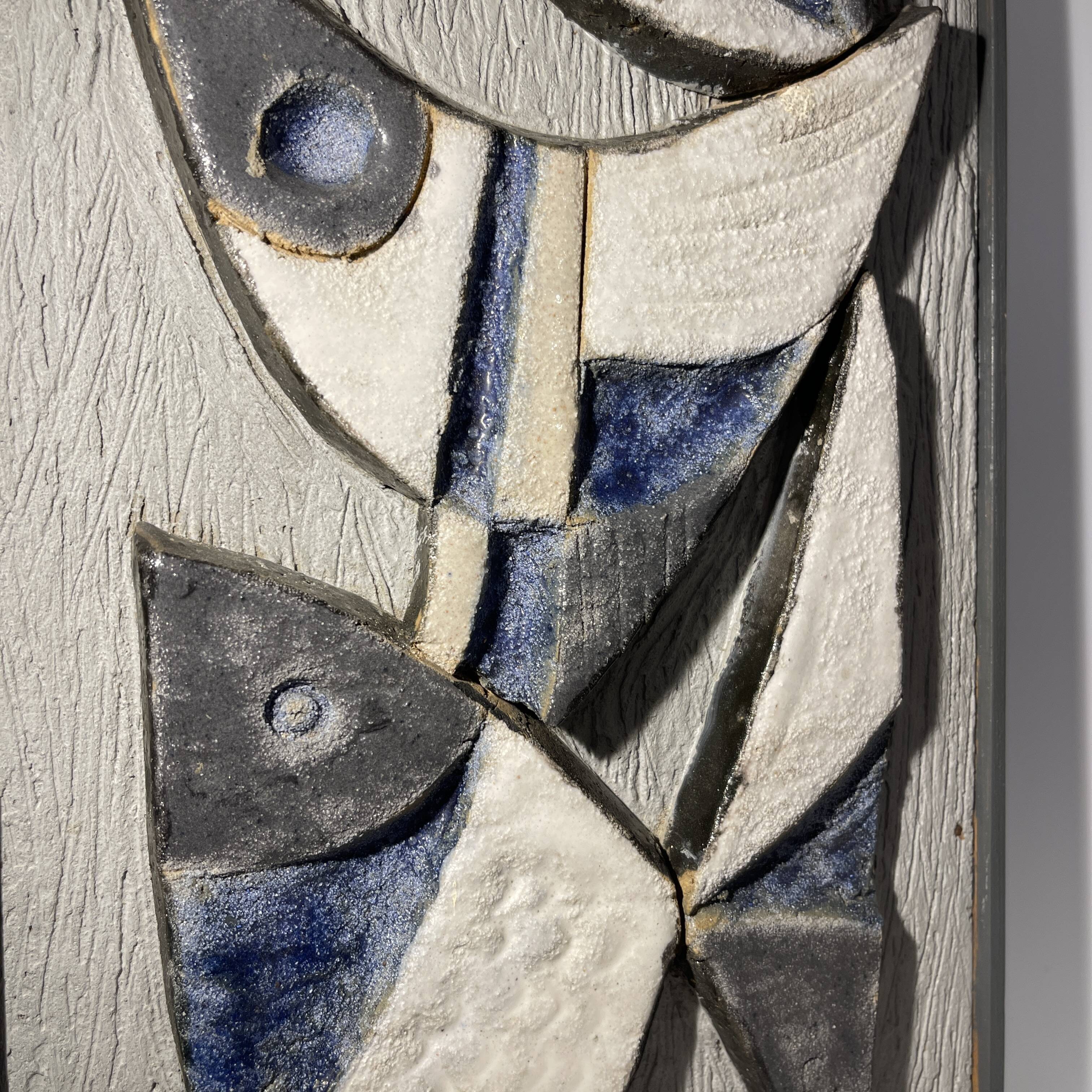 abstract sculpture / Frans Tuinstra / cubist ceramic bas-relief, 1972