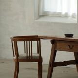 Fauteuil danois Art Nouveau en chêne avec assise rembourrée en laine d'agneau, début 1900