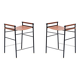 Contemporary bar stool in natural tobacco leather and black metal.