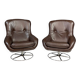 Pair of leather swivel armchairs by PEEM, Finland, 1970s
