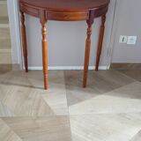 Set of 2 half-moon console tables with drawer - cherry wood - Louis Philippe style
