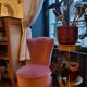 Powder pink velvet low chair