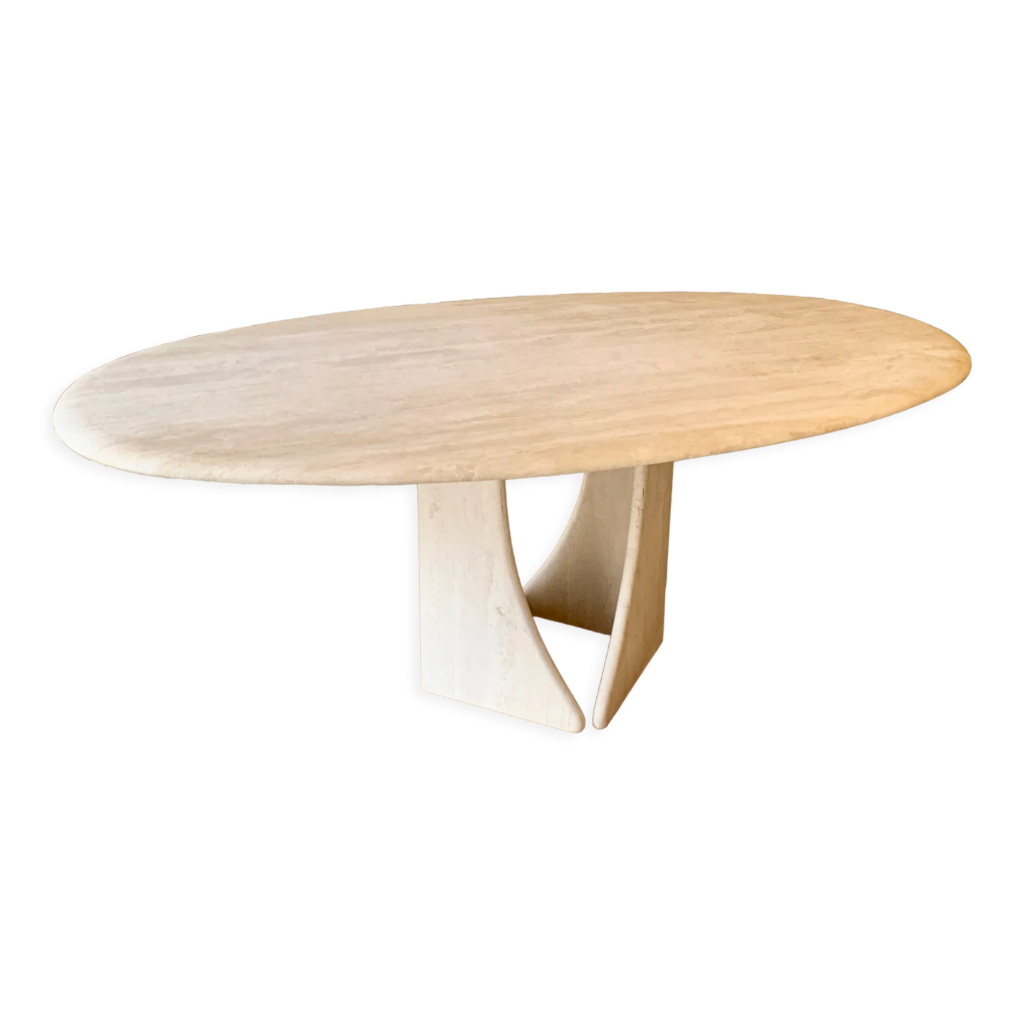 Oblong travertine dining table