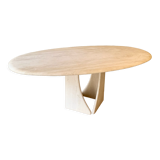 Oblong travertine dining table