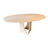 Oblong travertine dining table