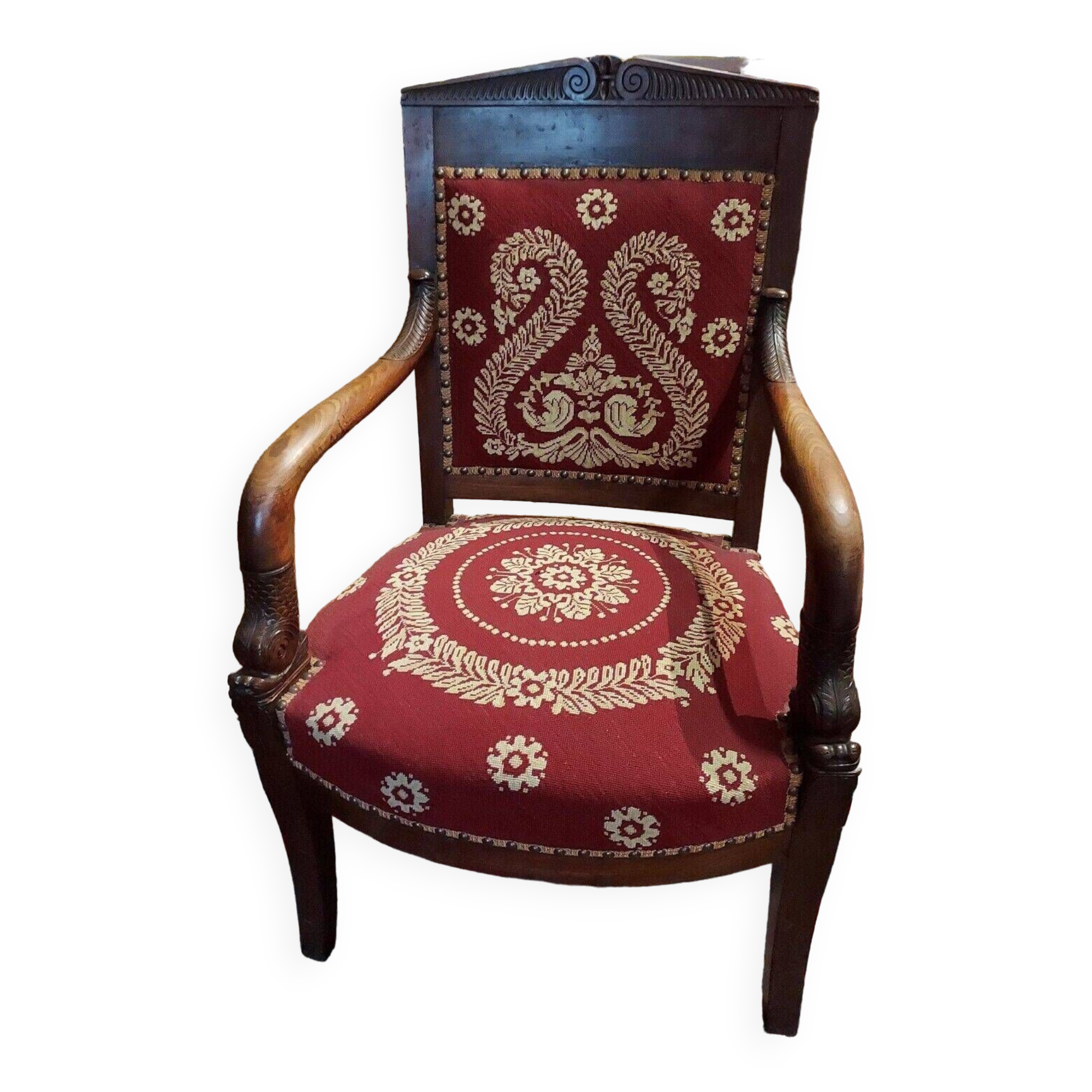 Fauteuil style empire en acajou