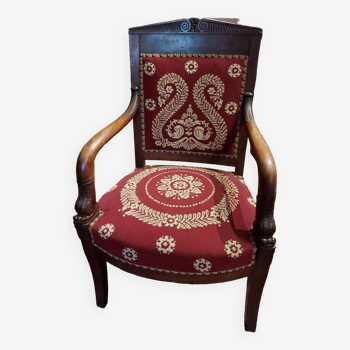 Empire style armchair in mahogany