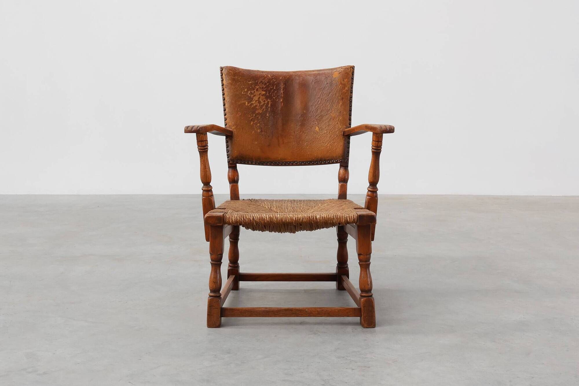 Leather and oak Armchair by Theo Ruth for Artifort, The Netherlands 1940s