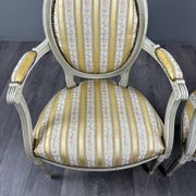 Pair of Medallion Armchairs in Louis XVI Style with Footrests, 20th Century